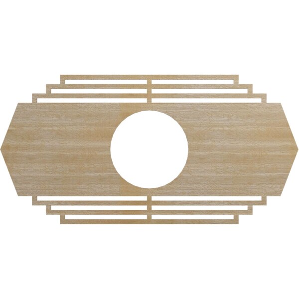Ekena Millwork Chrysler Wood Fretwork Pierced Ceiling Medallion, Hickory, 30"W x 15"H x 7 7/8"ID x 3/8"T CMWP30X15X0375CSHI - main